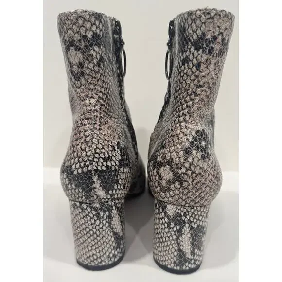 ABLE Celina Leather Snakeskin Block Heel Bootie Ankle Boots Size 7 - Picture 5 of 9